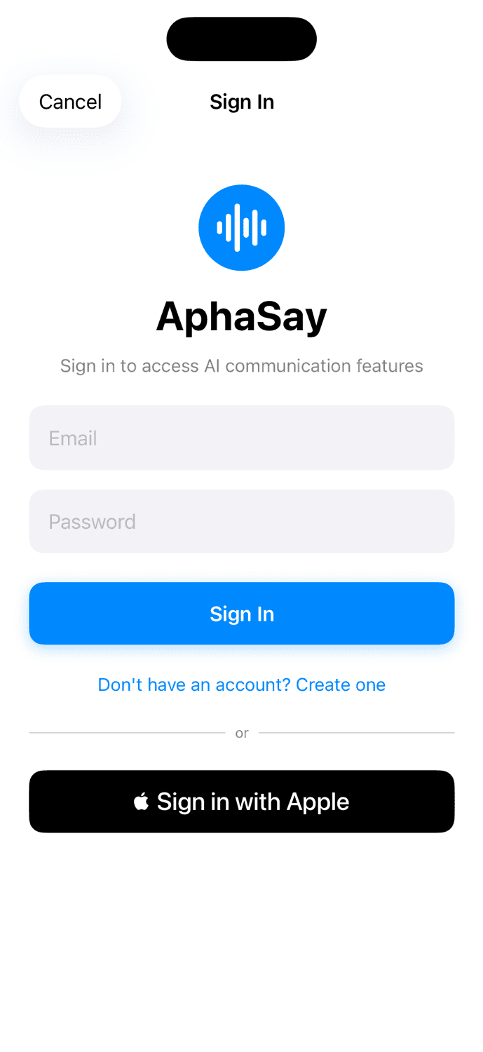 AphaSay sign in
